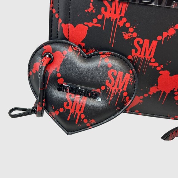 Steve Madden Evelyn Bag Drippy Hearts Black/red Crossbody Bag - Picture 5 of 12